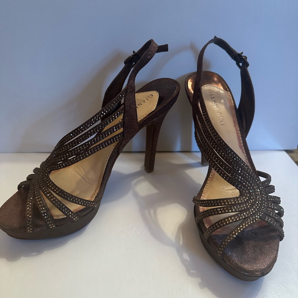 Brown sparkly glitter heels 7.5